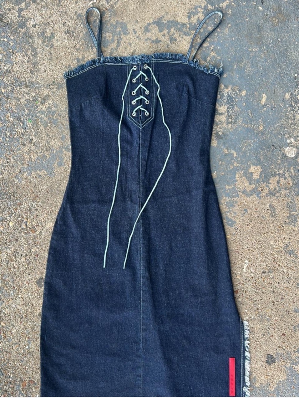 Prada Dark Blue Denim Strapless Midi Dress - Picture 2 of 5